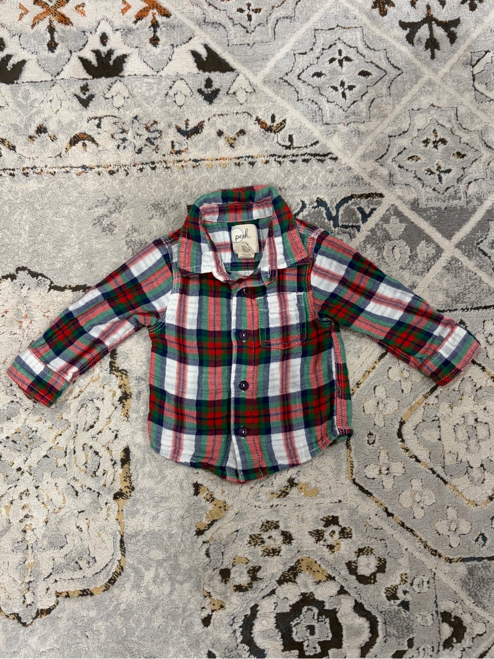 Peek Little Peanut plaid flannel Button-Down Shirt, 3-6 months